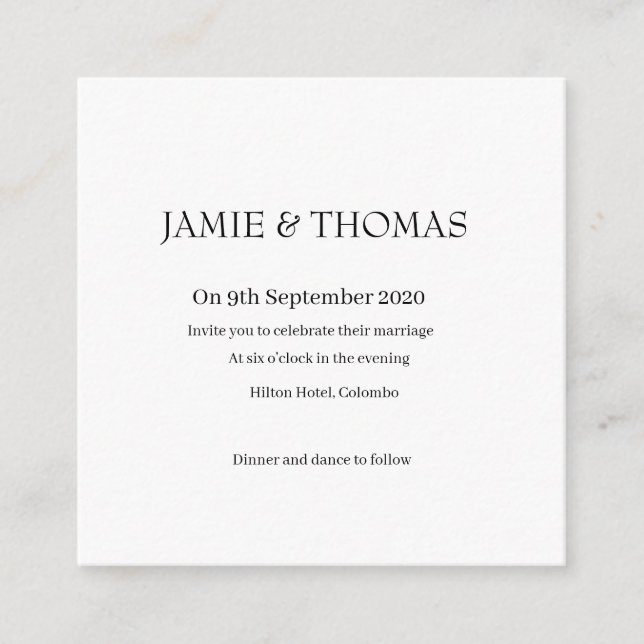 Cartão de casamento simples (Frente)