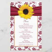 Cartão de Casamento tema damasco Branco Sunflower