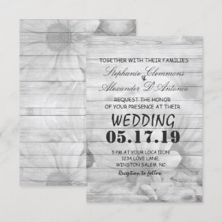 Cartão de Casamento texturizado de flor de madeira