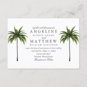 Cartão de Casamento Verde da Árvore Tropical Palm