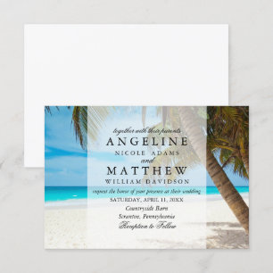 Cartão de Casamento Verde da Árvore Tropical Palm