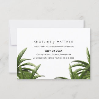 Cartão de Casamento Verde da Árvore Tropical Palm