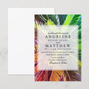 Cartão de Casamento Verde da Árvore Tropical Palm