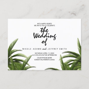 Cartão de Casamento Verde da Árvore Tropical Palm