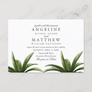 Cartão de Casamento Verde da Árvore Tropical Palm