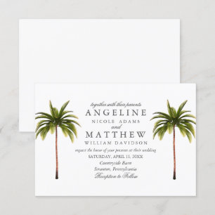 Cartão de Casamento Verde de Palma Tropical