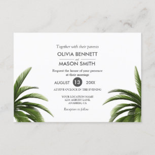 Cartão de Casamento Verde de Palma Tropical