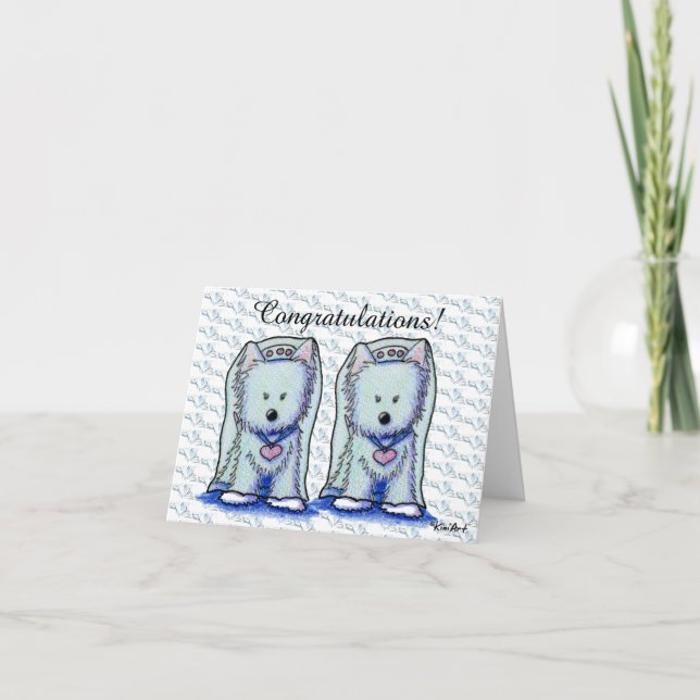 Cartão de Casamento Westie Bride Duo (Frente)