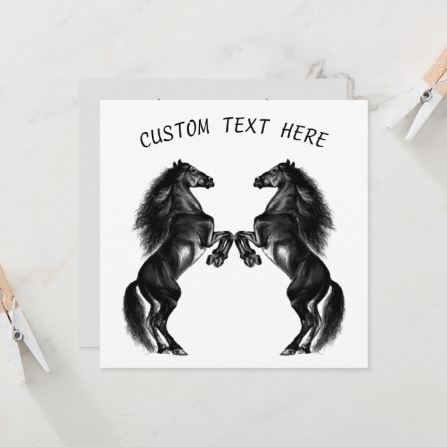 Cartão de Cavalo de Casal Personalizado com Texto  (Frente/Verso In Situ)