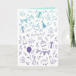 Cartão de Celebração Azul e Roxo