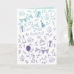 Cartão de Celebração Azul e Roxo