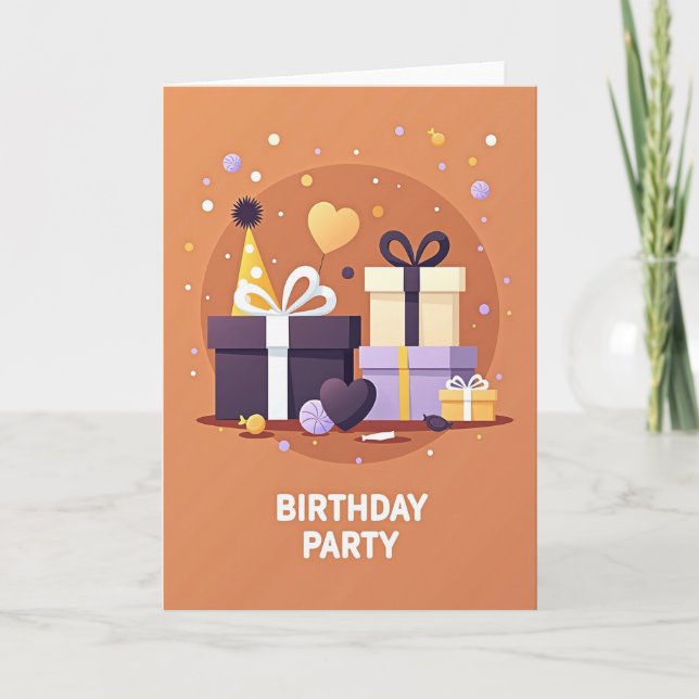 Cartão de Celebração com Chapéu de Festa (Frente)