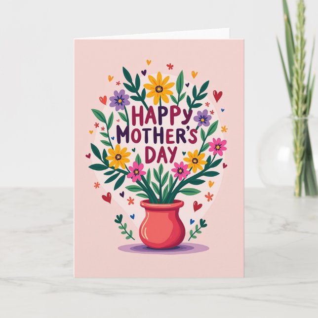 Cartão de Celebração Corações Florais (Frente)