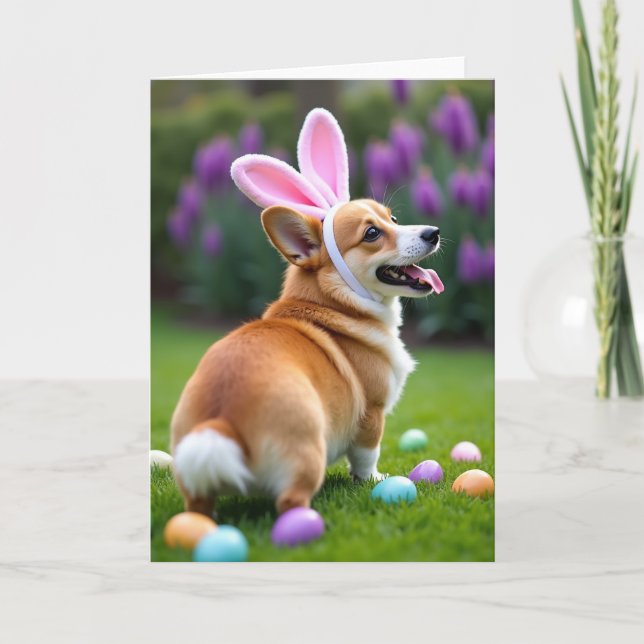 Cartão de Celebração da Primavera com Cachorrinho  (Frente)