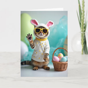 Cartão de Celebração da Primavera com Gatinho Fofo