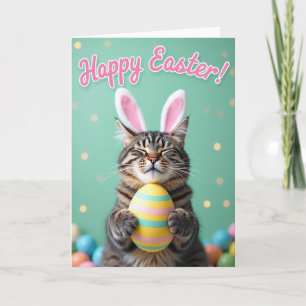 Cartão de Celebração da Primavera com Gato Fofo