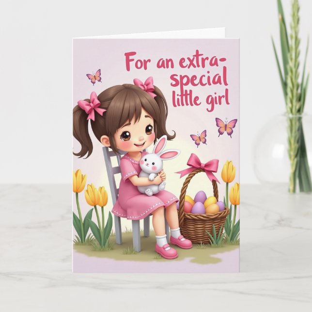 Cartão de Celebração da Primavera com Laços Cor-de (Frente)