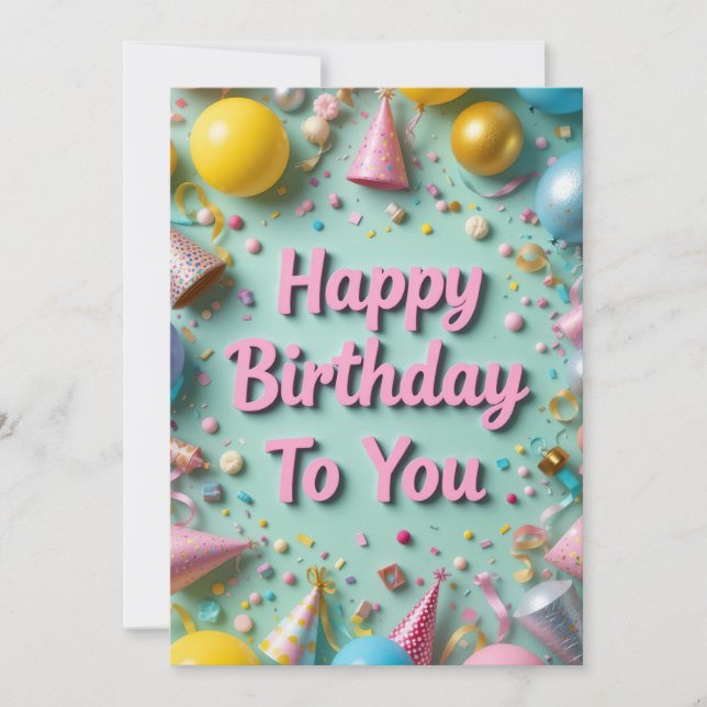 Cartão de Celebração de Aniversário Colorido (Frente)