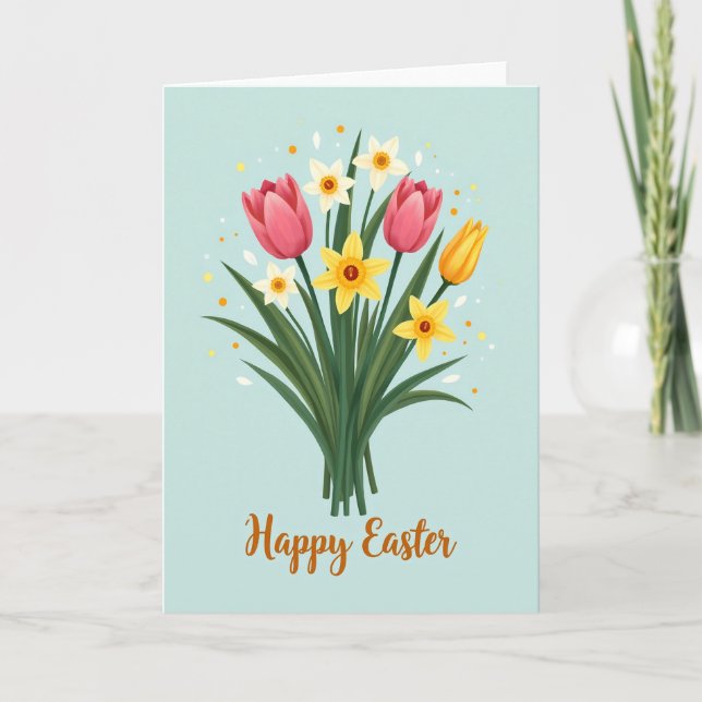Cartão de Celebração de Confete Floral (Frente)