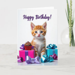 Cartão de Celebração de Felino Doce