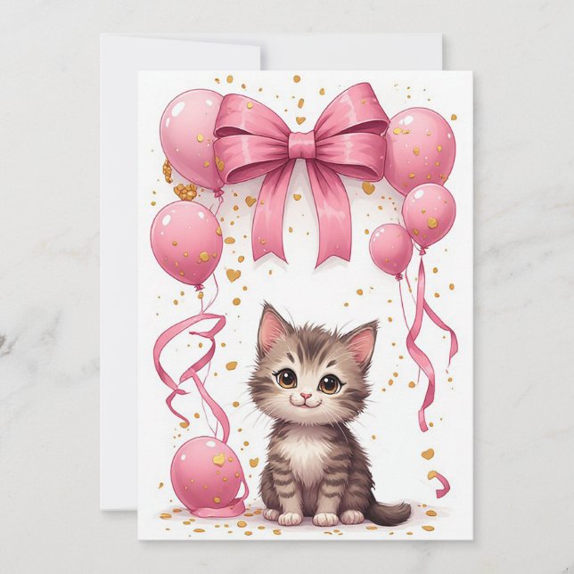 Cartão de Celebração de Gatinho Fofo 🐱 (Frente)
