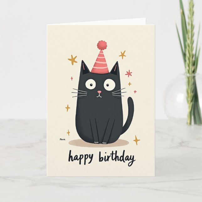 Cartão de Celebração de Gato Brincalhão (Frente)