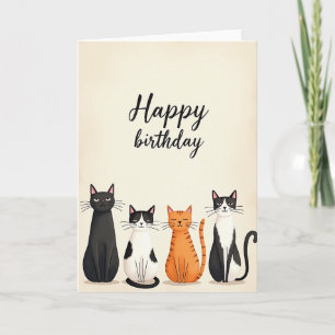 Cartão de Celebração de Gatos Fofos
