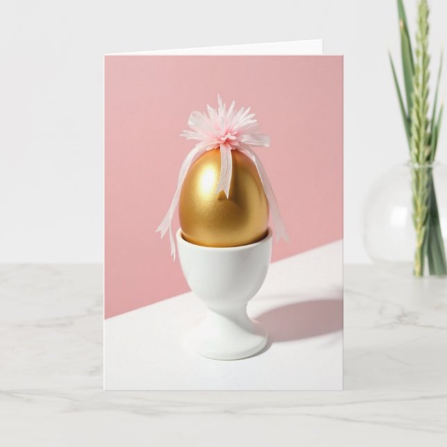 Cartão de Celebração de Ovo Dourado (Frente)