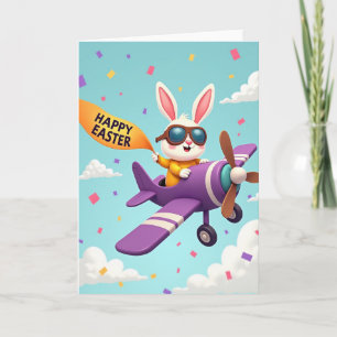 Cartão de Celebração do Coelho Aviador Feliz