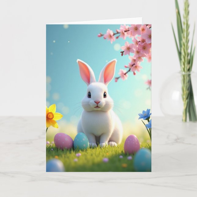 Cartão de Celebração do Coelho da Primavera (Frente)