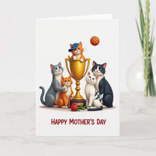 Cartão de Celebração do Dia das Mães Trophy Cats