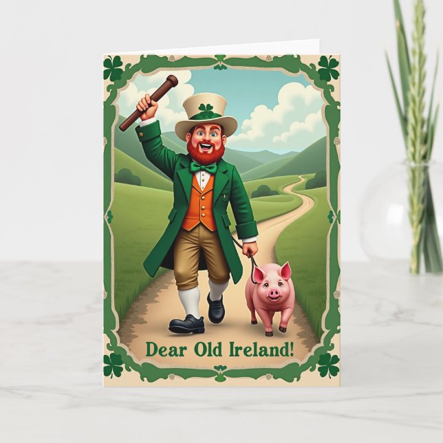 Cartão de Celebração do Leprechaun da Irlanda (Frente)