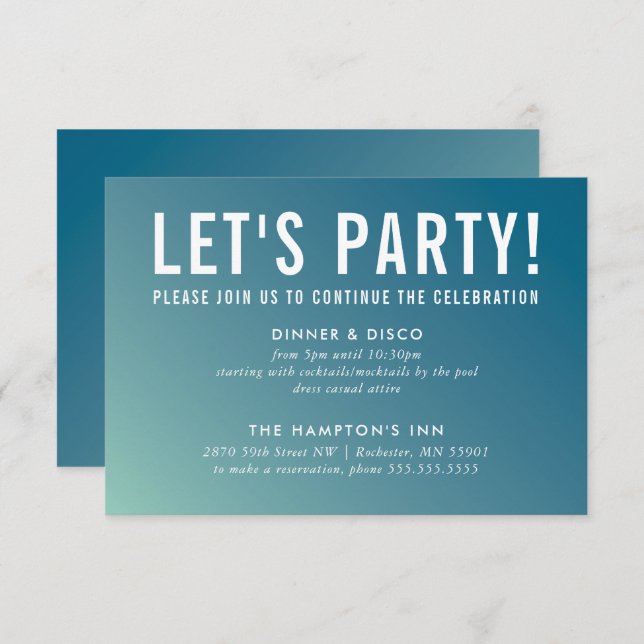 CARTÃO DE CELEBRAÇÃO DO PARTIDO gradiente moderno  (Frente/Verso)