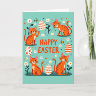 Cartão de Celebração dos Gatos da Primavera Feliz