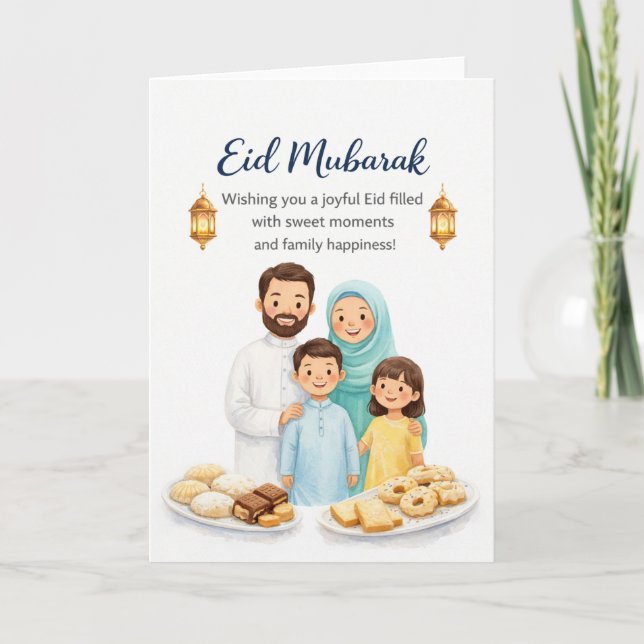 Cartão de Celebração Familiar do Eid al-Fitr (Frente)