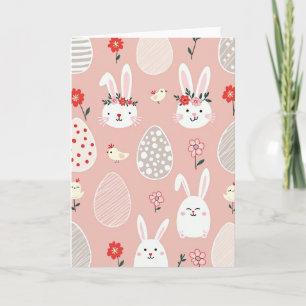 Cartão de Celebração Floral de Coelho