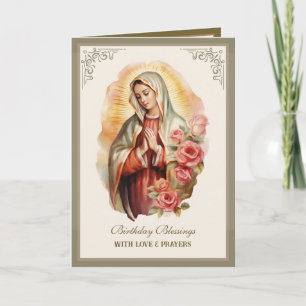 Cartão de Celebração Religiosa Floral de Guadalupe