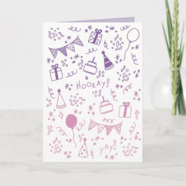 Cartão de Celebração Rosa e Roxo