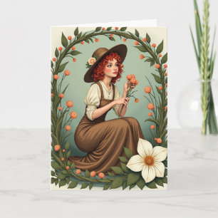 Cartão de Cena da Natureza Redhead Blooms