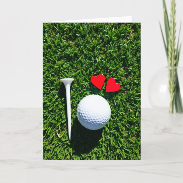 Cartão de Cena de Amor no Gramado de Golfe (Frente)