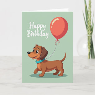 Cartão de Cena de Aniversário do Cachorrinho Ruivo