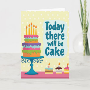 Cartão de Cena de Bolo de Aniversário