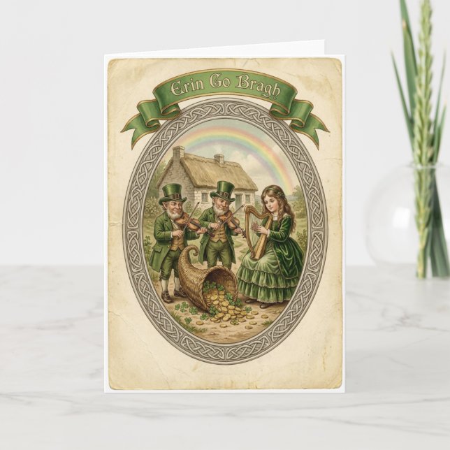 Cartão de Cena de Música Folk Sortuda (Frente)