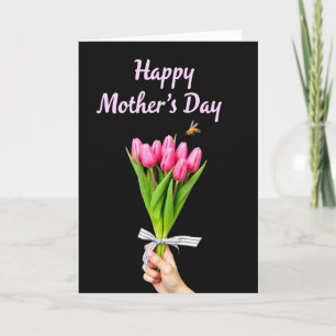 Cartão de Cena do Dia das Mães com Tulipa Rosa