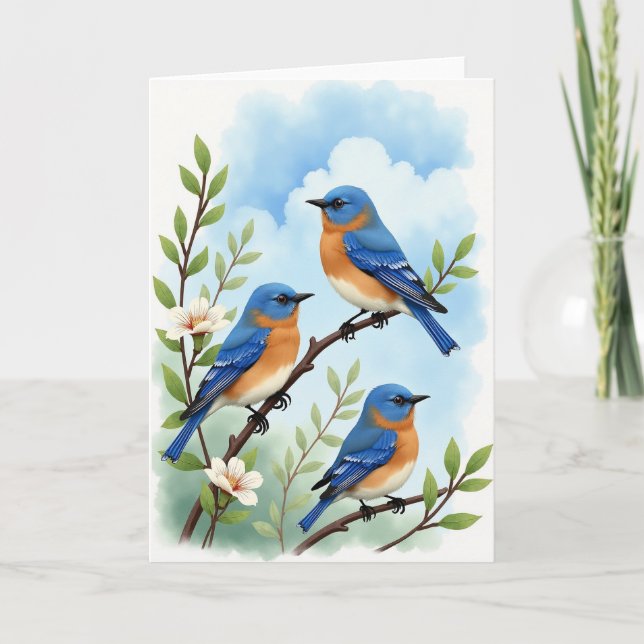 Cartão de Cena do Dia das Mães dos Blue Birds (Frente)