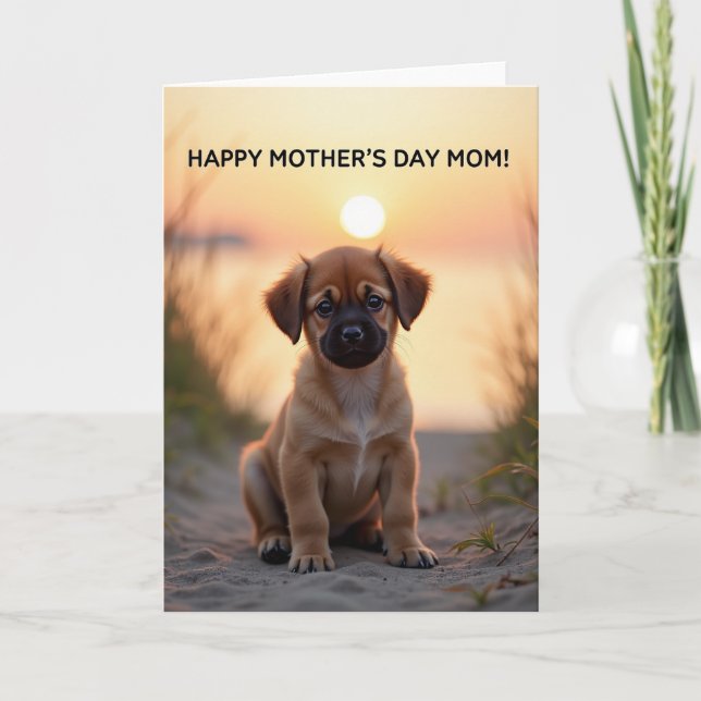 Cartão de Cena Doce Dia das Mães Cachorro (Frente)