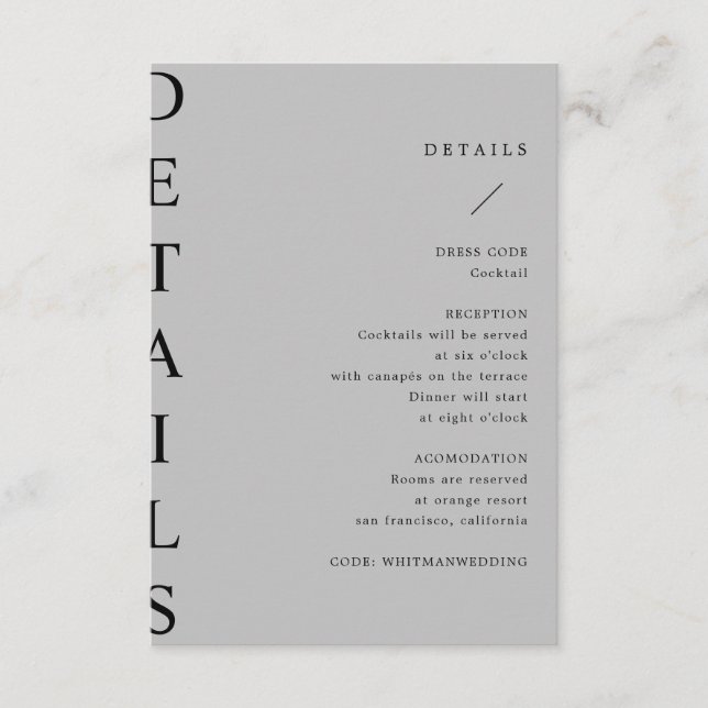 cartão de cercado para detalhes de casamento ultra (Frente)