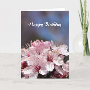Cartão de cereja rosa feliz de aniversário
