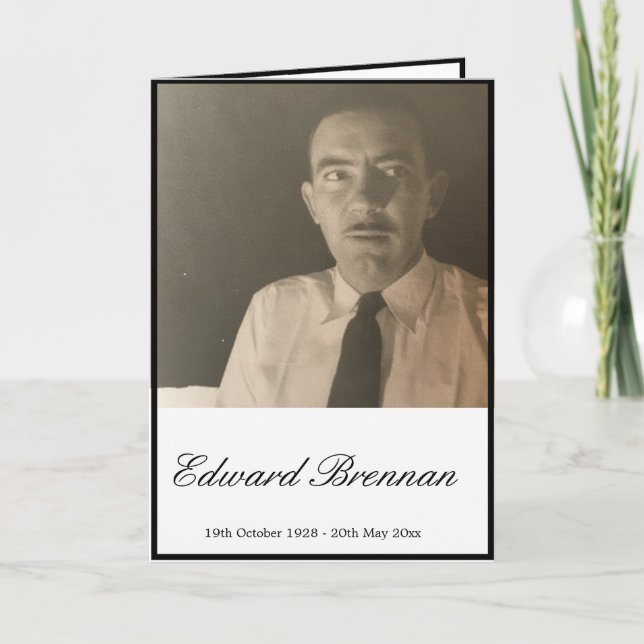 Cartão de Cerimônia de Ordem de Fotografia Simples (Frente)