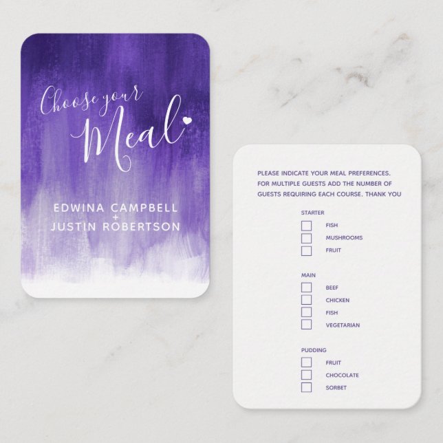 Cartão de cerimônia de seleção de refeição de casa (Frente/Verso)